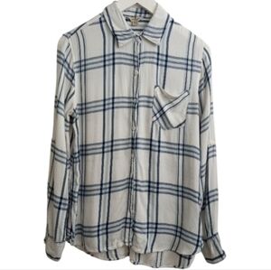 Woolrich Women's Blue and White Plaid Shirt - Size: M